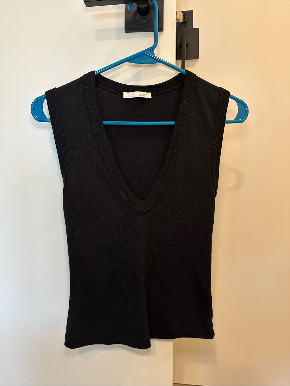 Zara Black V-Neck Tank Top, M